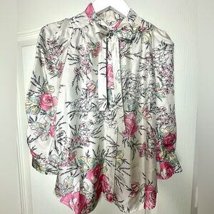 Zadig & Voltaire Floral Silk Blouse with Bow XS